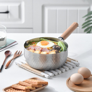悦味雪平奶锅锤纹锅18CM不锈钢泡面锅一人食电磁炉燃气适用