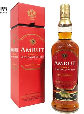 阿目/雅沐特印度精选系列马德拉桶单一麦芽威士忌Amrut 750ml行货