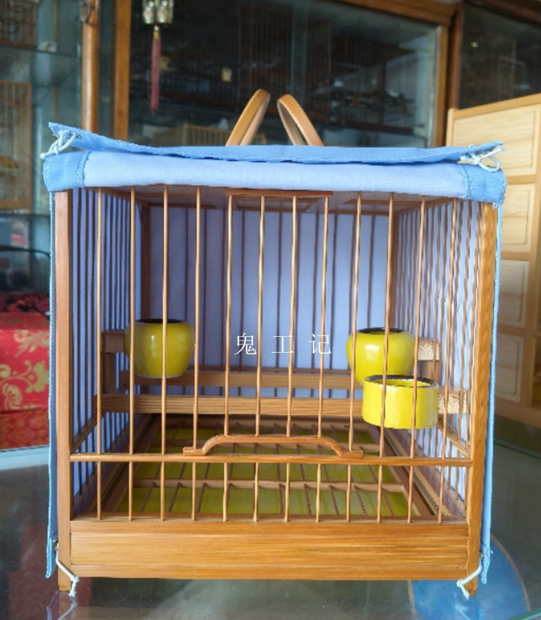 鸟笼【鬼工记】方形留青老料颠颏鸟笼方笼(一板一亮)