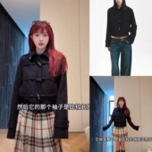 羊毛牛角扣短款 女韩版 小香风春秋季 宅女同款 新款 上衣