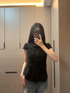 26春新款 复古Y2K甜美荷叶娃娃领短袖 衬衫