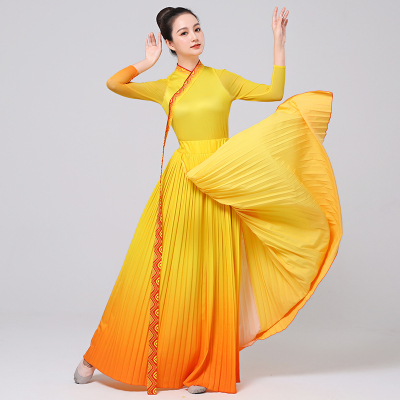 古典舞身韵舞蹈服飘逸从来银杏不负秋演出服中国风艺考剧目群舞服