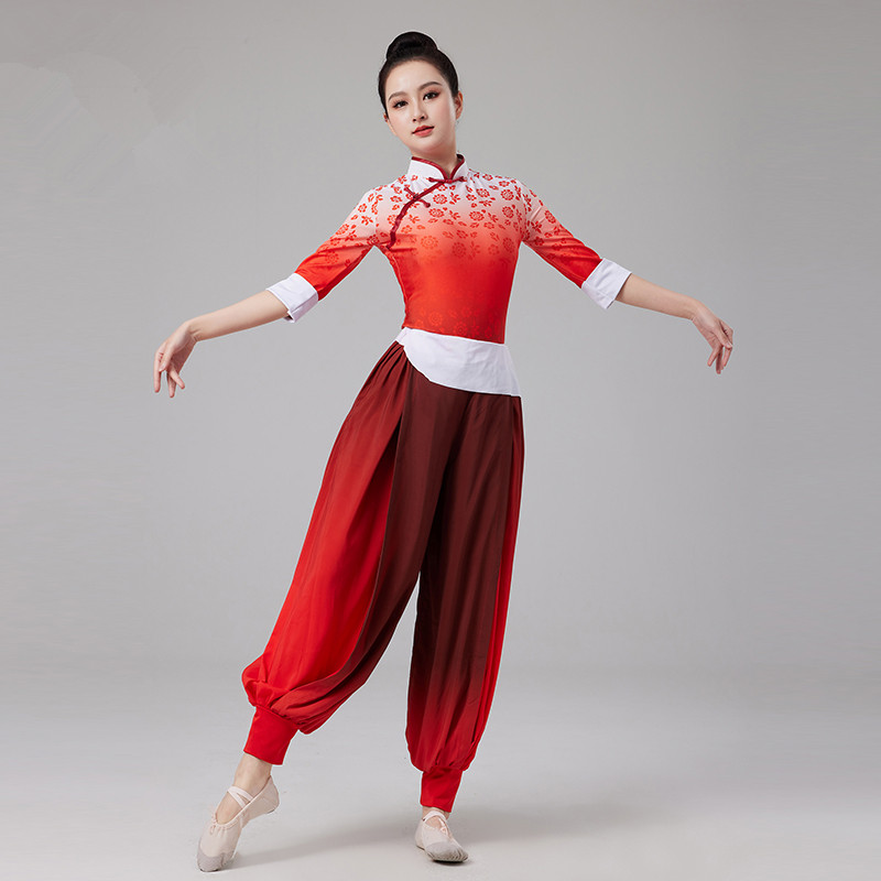 保卫黄河赋舞蹈演出服秧歌舞蹈服装花灯鼓舞蹈服打鼓舞扇子舞套装