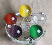 猫眼石五彩水晶球太极五行阵五色水晶摆件七星阵