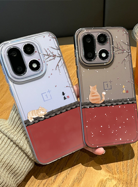 平安喜乐猫咪适用一加15手机壳1+ace6国风13T新年5pro马年12新中式3玄学11新款2红色喜庆oppo外壳oneplus情侣