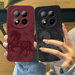 马年红色剪纸手机壳适用红米note15pro硅胶14新年13情侣turbo4限定12中国风11t新款3限定10过年9男外壳redmi