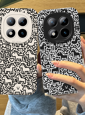 涂鸦线条小马手机壳适用红米note15pro硅胶14情侣13马年turbo4本命年12新年11tpro新款3限定10女9外壳redmi十
