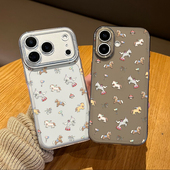 满屏涂鸦小马手机壳适用苹果17promax本命年iphone16pro新年15plus过年14透明13mini马年12新款 11女x