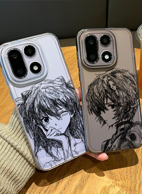 线稿涂鸦EVA手机壳适用一加15透明1+ace6明日香13T绫波丽5pro动漫12二次元3渚薰11新款2周边oppo外壳oneplus