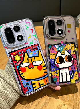 涂鸦猫咪小狗手机壳适用一加15透明1+ace6情侣13T搞怪5pro趣味12小猫3可爱11新款2小众oppo外壳oneplus创意女