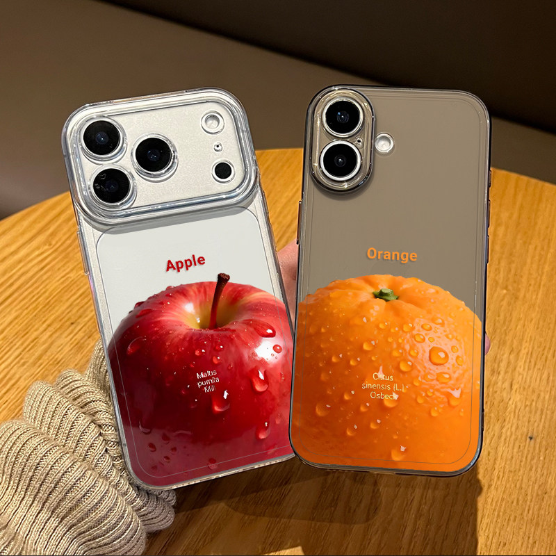 ins风水果手机壳适用苹果17promax透明iphone16pro情侣15plus小清新14橘子13mini小众12新款11男x女8/xr/xs/7