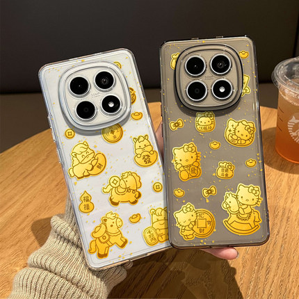 金箔小马kitty猫适用红米note15pro手机壳14发财13情侣turbo4新年12马年11t新款3本命年10招财9外壳redmi十+