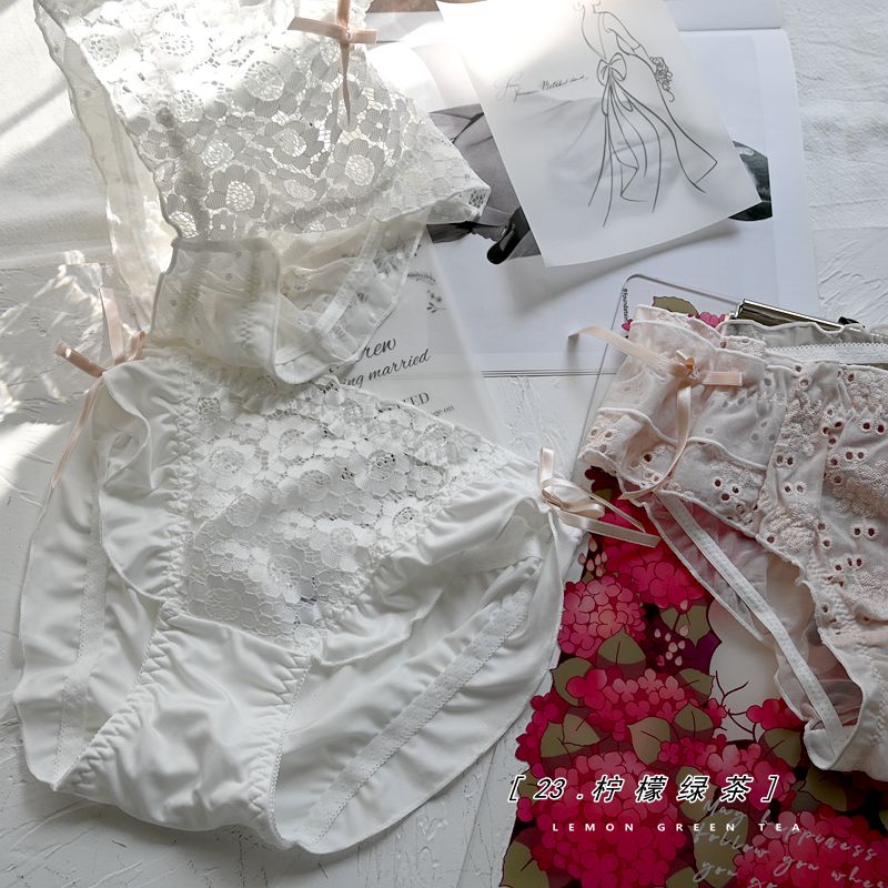 内裤纯欲风白色刺绣蕾丝透明性感