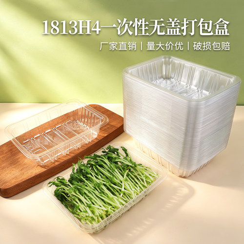 1813H4无盖一次性透明果蔬打包盒加厚生鲜包装盒鲜果盒果切包装盒