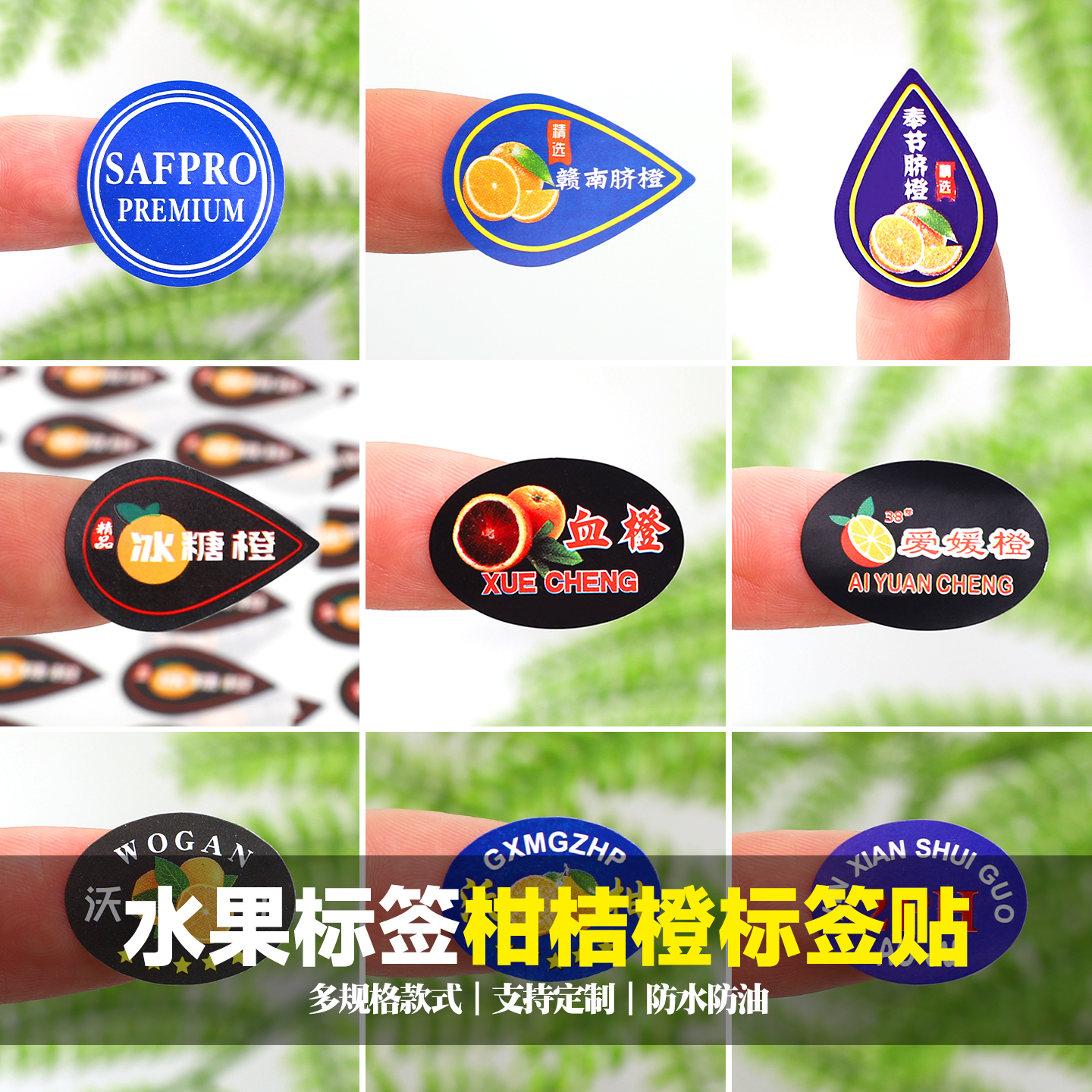 柑橘水果不干胶标签砂糖桔沃柑冰糖橙爱媛血橙赣南脐橙子商标贴纸