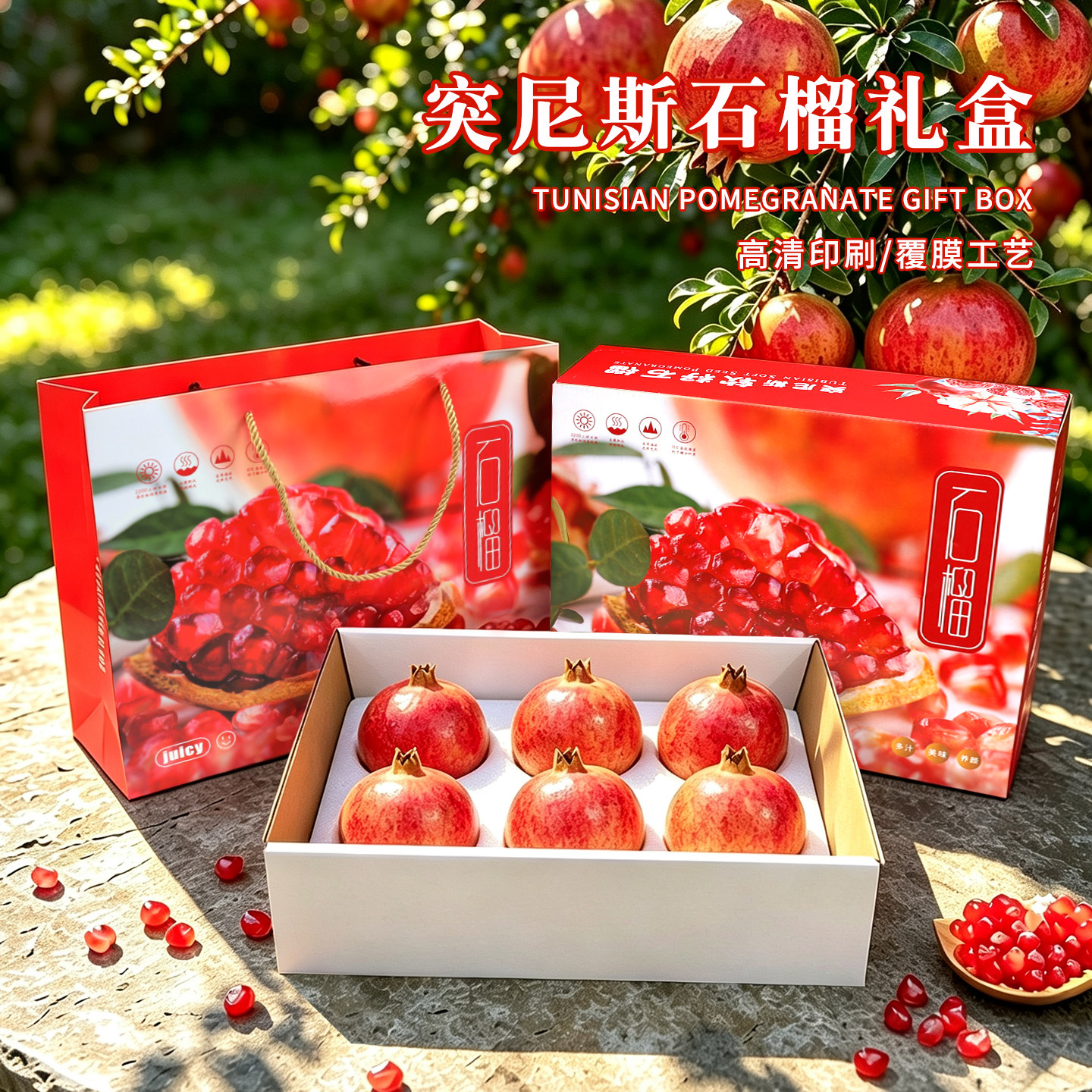 高档突尼斯软籽石榴水果礼品盒