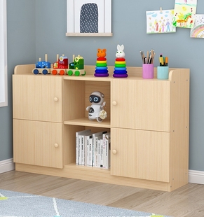 儿童实木书架简易书柜落地自由组合格子柜矮柜家用简约现代置物柜