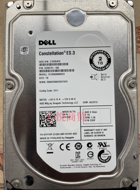 DELL/戴尔 01P7DP ST2000NM0023 2T 7.2K SAS 3.5 6gb 服务器硬盘