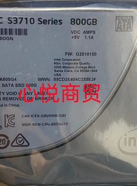 浪潮 联想SSDSC2BA800G4 S3710 服务器SSD固态硬盘 800G SATA 6gb