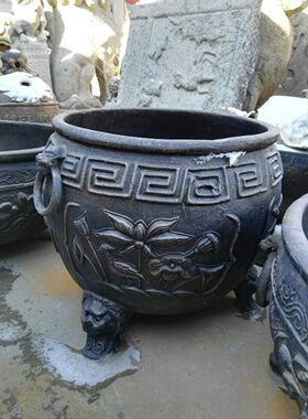 仿古风寺庙庭院别墅鱼缸大堂摆件