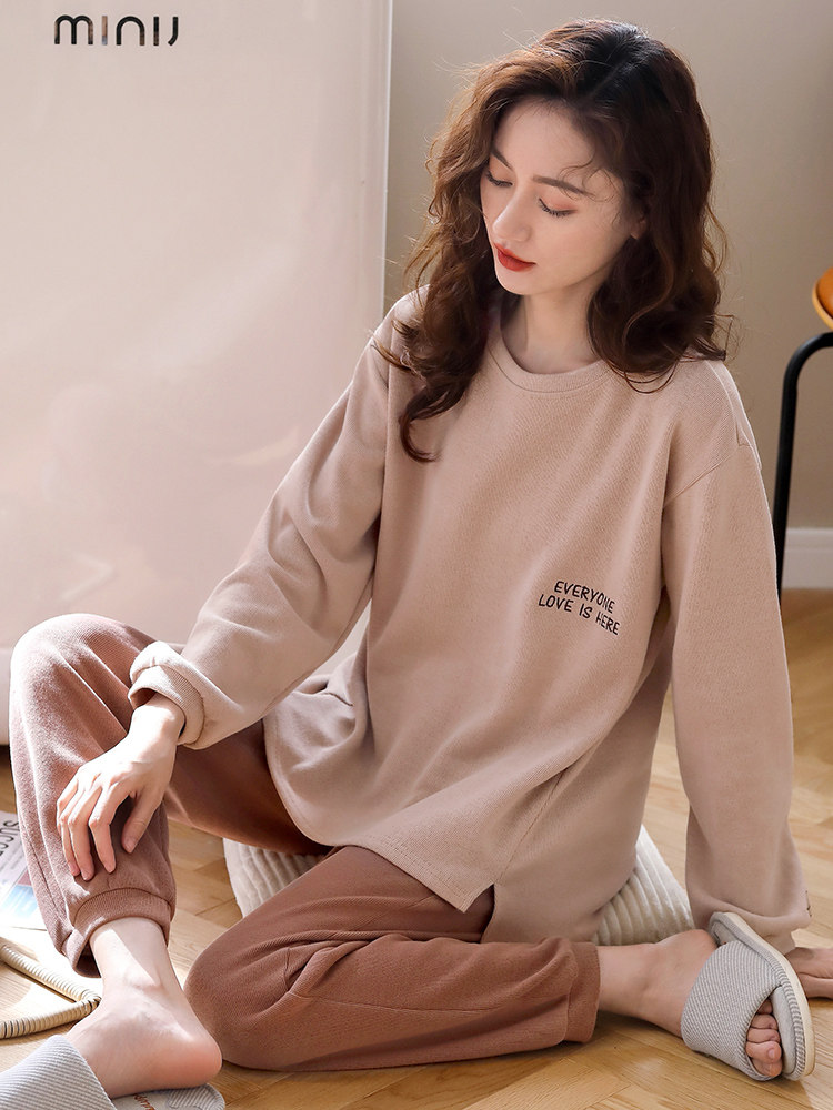 罗丽丝2023年睡衣女春秋款纯棉长袖全棉秋冬女士家居服套装