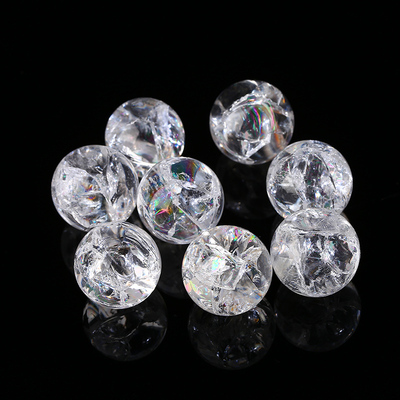 天然爆裂纹白水晶球 彩虹阿塞水晶球摆件 家居装饰能量水晶球