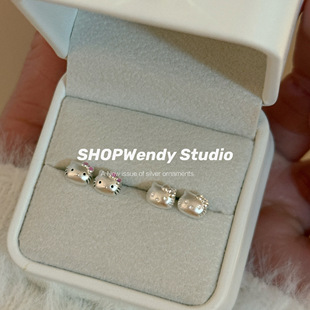 SHOPWendy｜足银990卡通可爱hellokitty猫咪耳钉