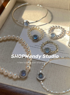 SHOPWendyS925纯银海蓝宝手项链