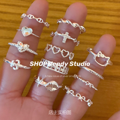 简约S925纯银戒指开口尾戒