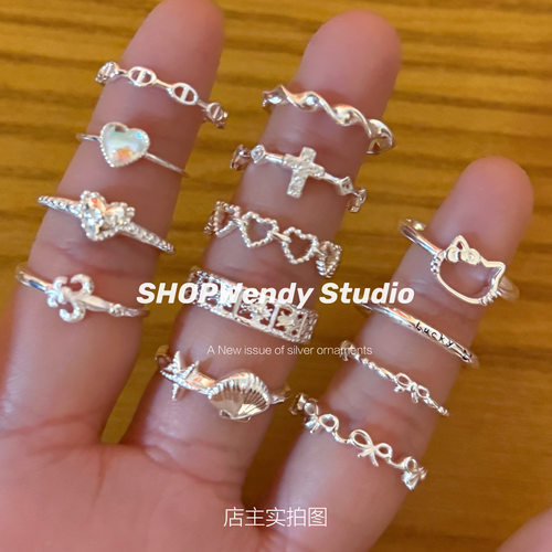 简约S925纯银戒指开口尾戒