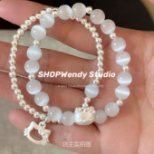 hellokitty纯银猫眼石串珠叠戴闺蜜款 SHOPWendy 两件套 手链