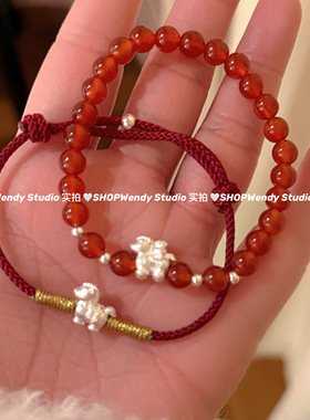 足银999本命年红色金钱马手链