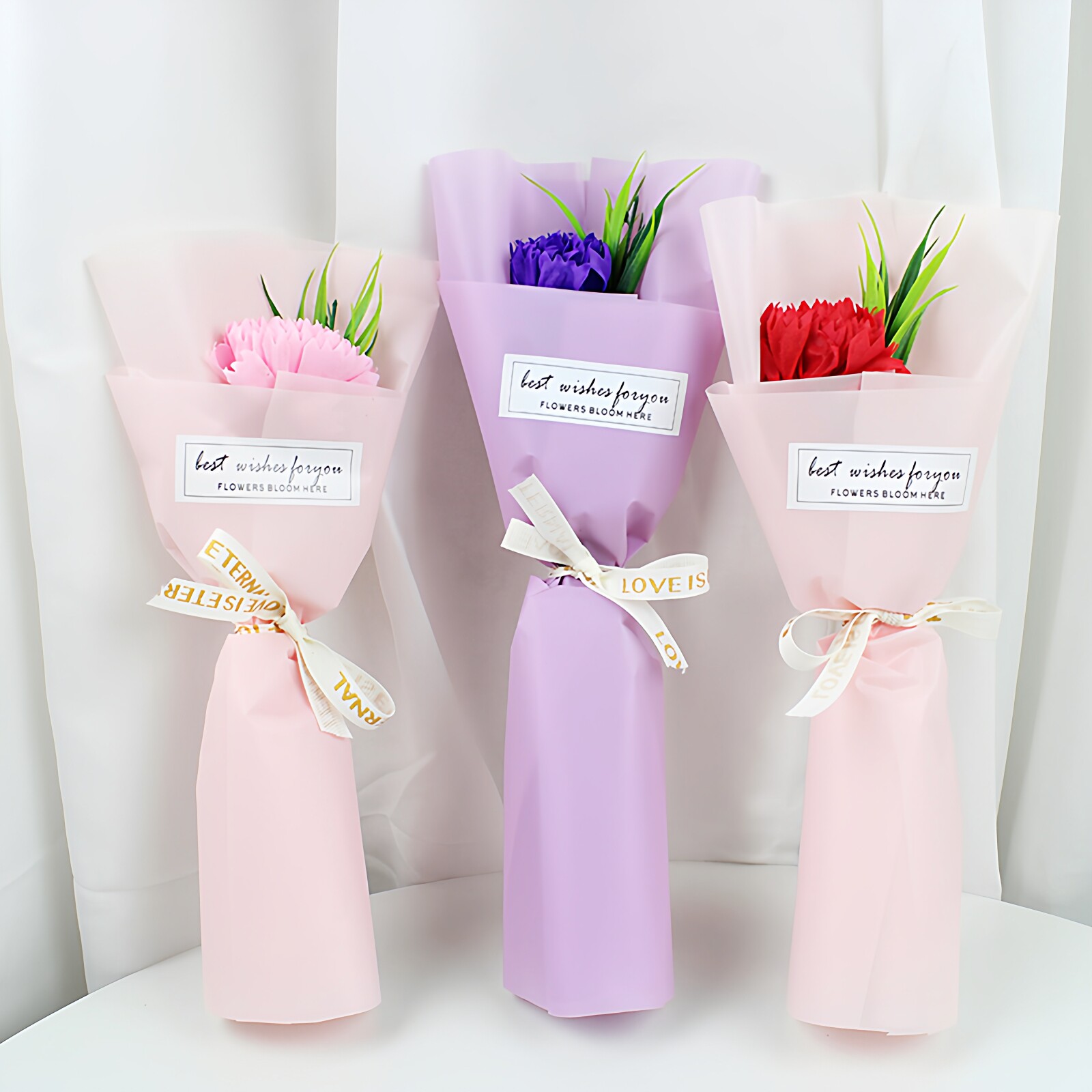 妇女节仿真康乃馨香皂花单支玫瑰花送人带香味肥皂花假花活动礼品