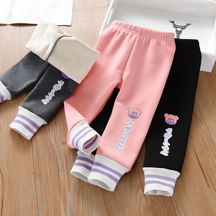 女童打底裤加薄绒秋冬装新款女宝宝洋气一体绒修身束脚外穿长裤子