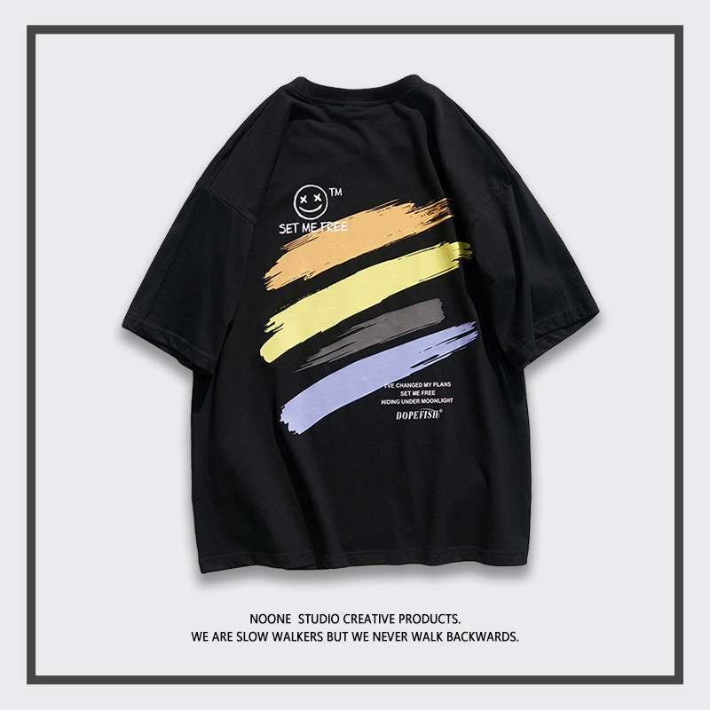 彩虹的微笑 | noone | 小众设计感 纯棉宽松休闲 |  男女短袖t恤