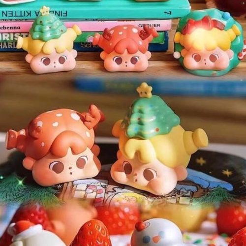 新品Qoqo圣诞款盲盒mini face少女心可爱圣诞新年礼物潮玩具摆件
