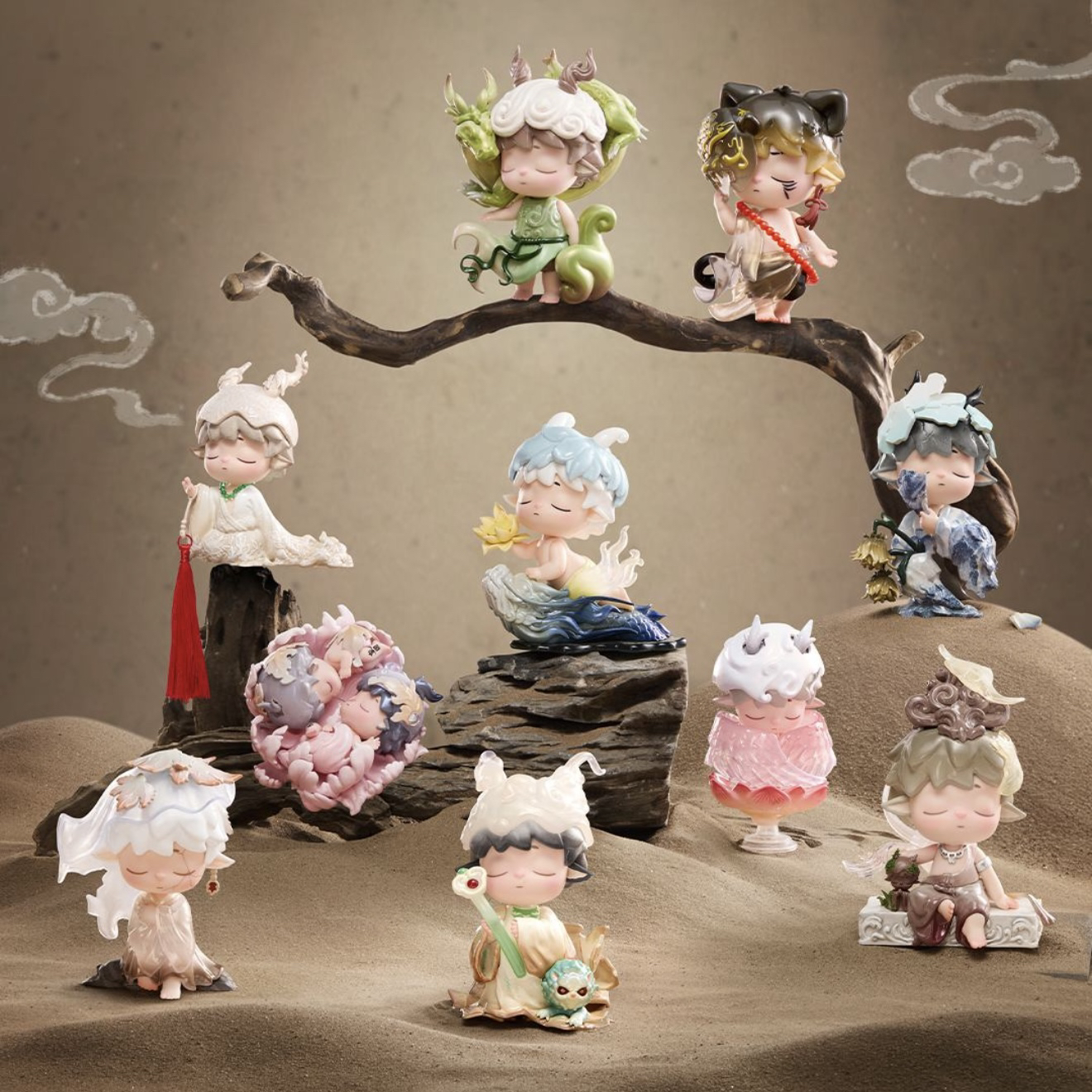 现货Heyone新品mimi新国风山河听归声盲盒桌面摆件潮玩手办送礼物