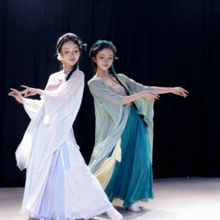 古典演出服青蛇白蛇飘逸纱衣女大摆裙来世青白汉服表演服装 舞蹈服