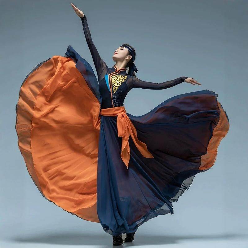 民族舞蹈飘逸大裙摆女蒙古族舞蹈艺考表演服课堂练习裙班服藏族服,女装/女士精品,民族服装/舞台装,淘宝优惠券,粉丝福利购,淘宝优惠卷
