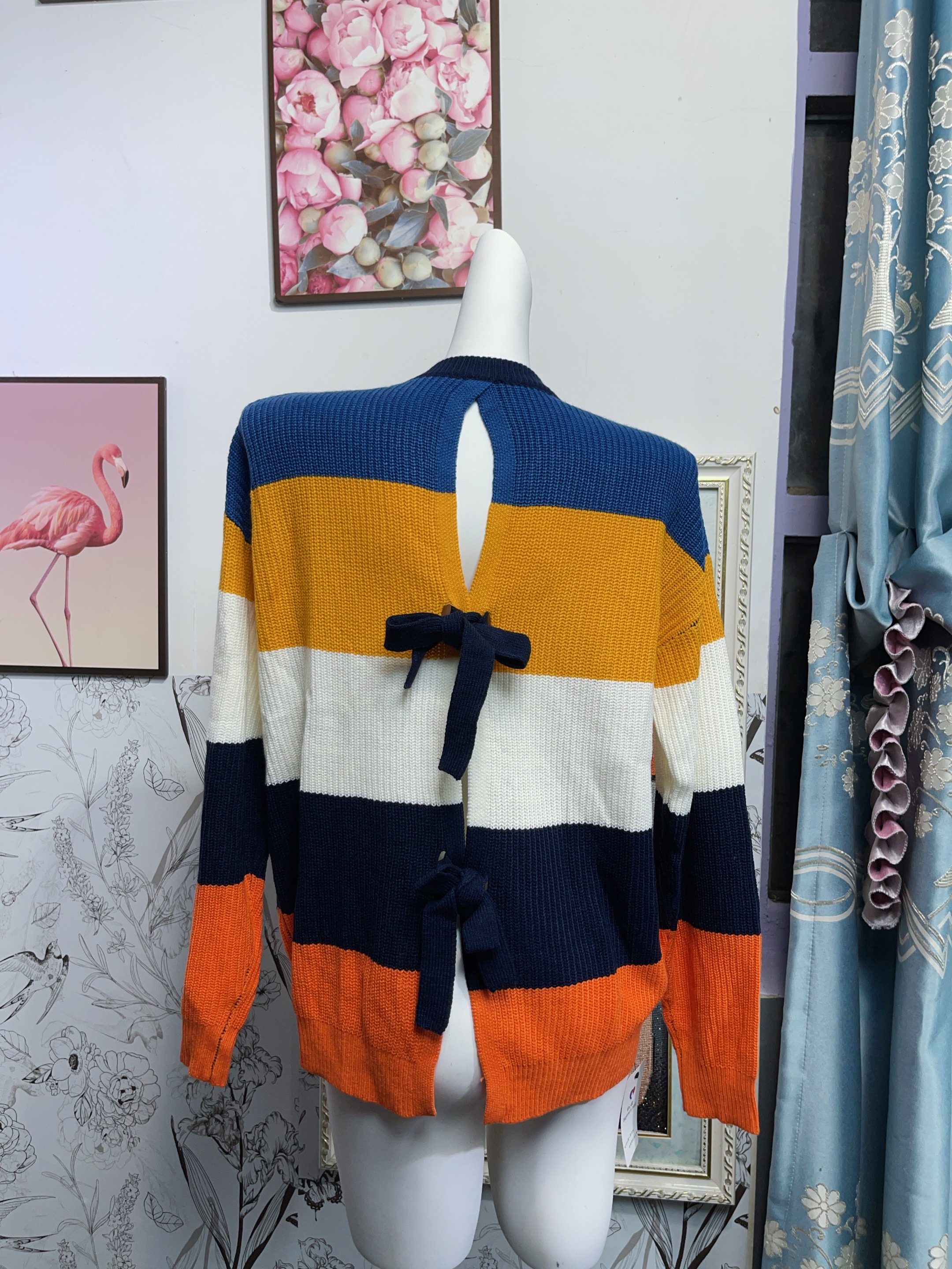 独特设计感镂空条纹拼色针织衫2026毛衣上衣女秋冬季洋气宽松上衣,女装/女士精品,毛衣,淘宝优惠券,粉丝福利购,淘宝优惠卷