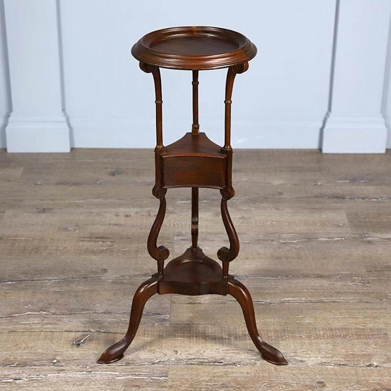 美式实木花架创意三脚复古怀旧花几小户型家用展示架阳台花盆架