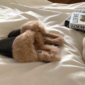 ins仙女风加绒毛毛拖鞋 女冬季 外穿网红时尚 气质绒绒兔 勃肯棉拖鞋