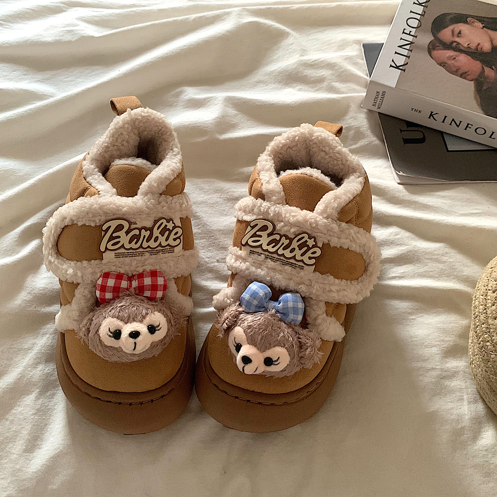 加绒加厚丑萌魔术贴厚底雪地靴