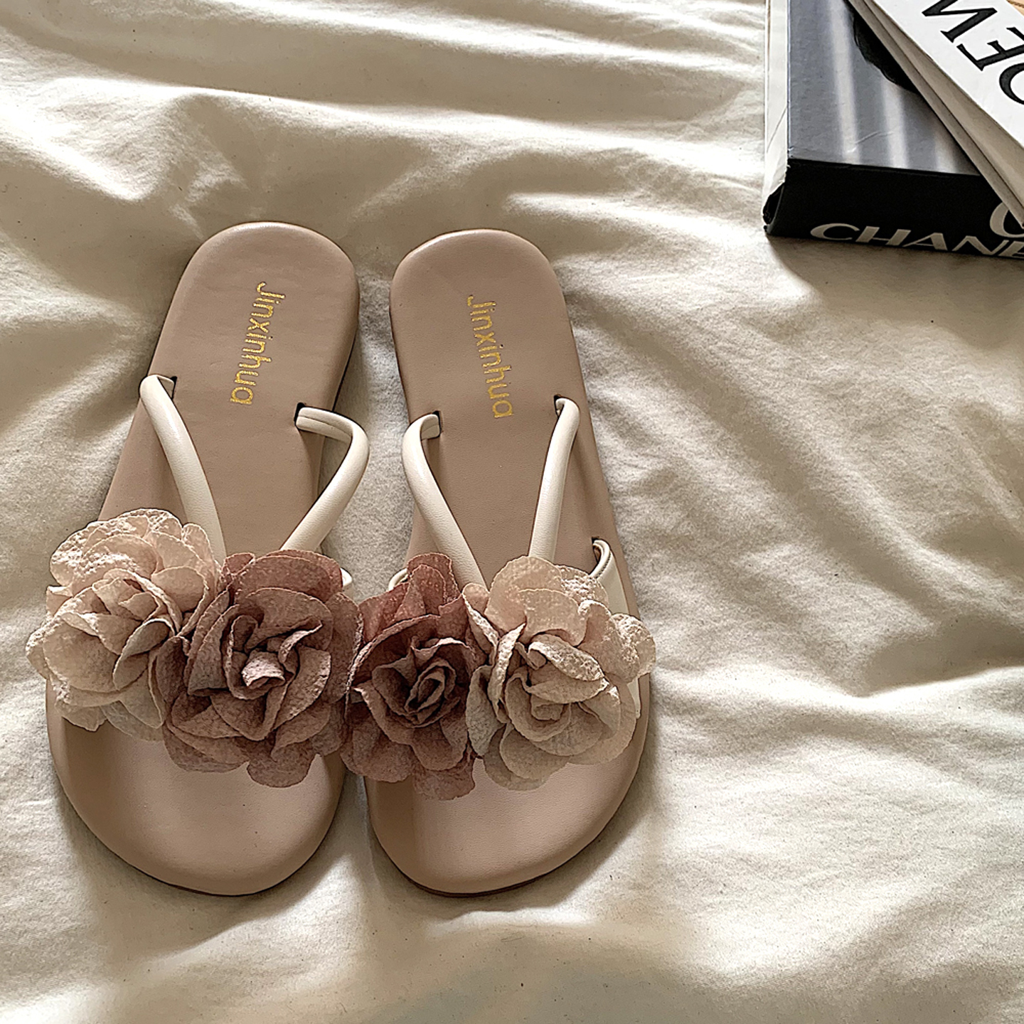 韩系温柔仙女风绝美一字拖