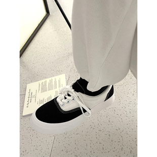 金屿鹿 日系百搭厚底帆布鞋女ins学生港风大头鞋增高休闲小白鞋潮