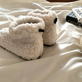 ins百搭羊羔毛短筒棉靴毛毛鞋 懒羊羊 毛茸茸加绒保暖雪地靴女冬季