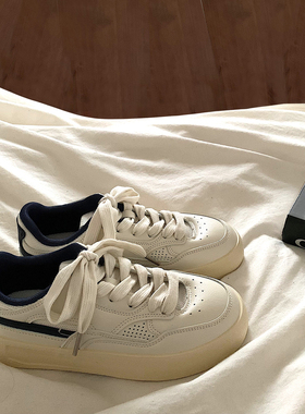 金屿鹿 奶fufu透气小白鞋女ins2024新款小众韩系学院风休闲板鞋潮