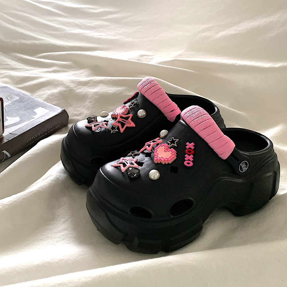 chic少女百搭厚底增高洞洞鞋