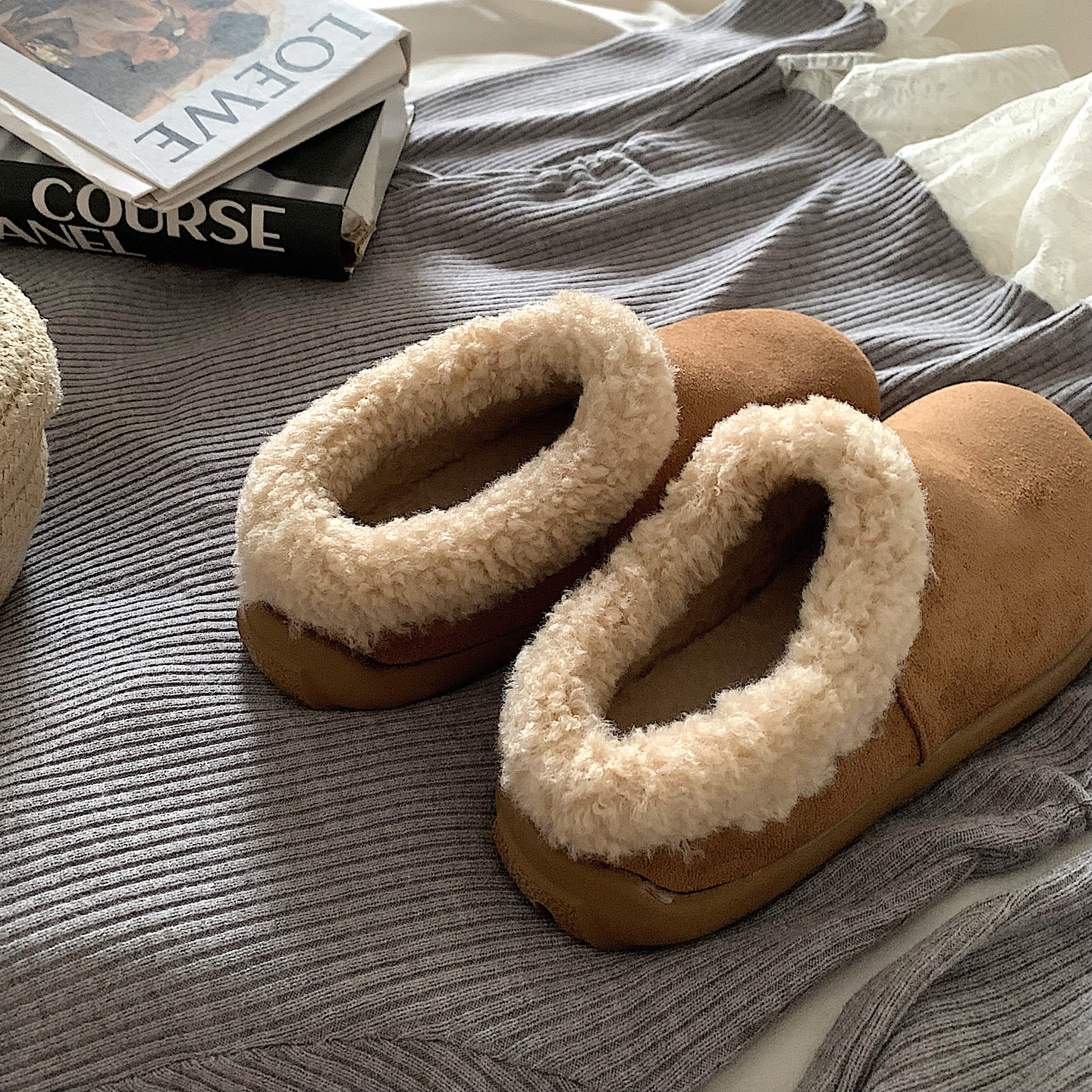 暖暖好穿~小土豆加绒勃肯鞋女冬ins复古百搭保暖一脚蹬棉鞋雪地靴,女鞋,时尚雪地靴,淘宝优惠券,粉丝福利购,淘宝优惠卷