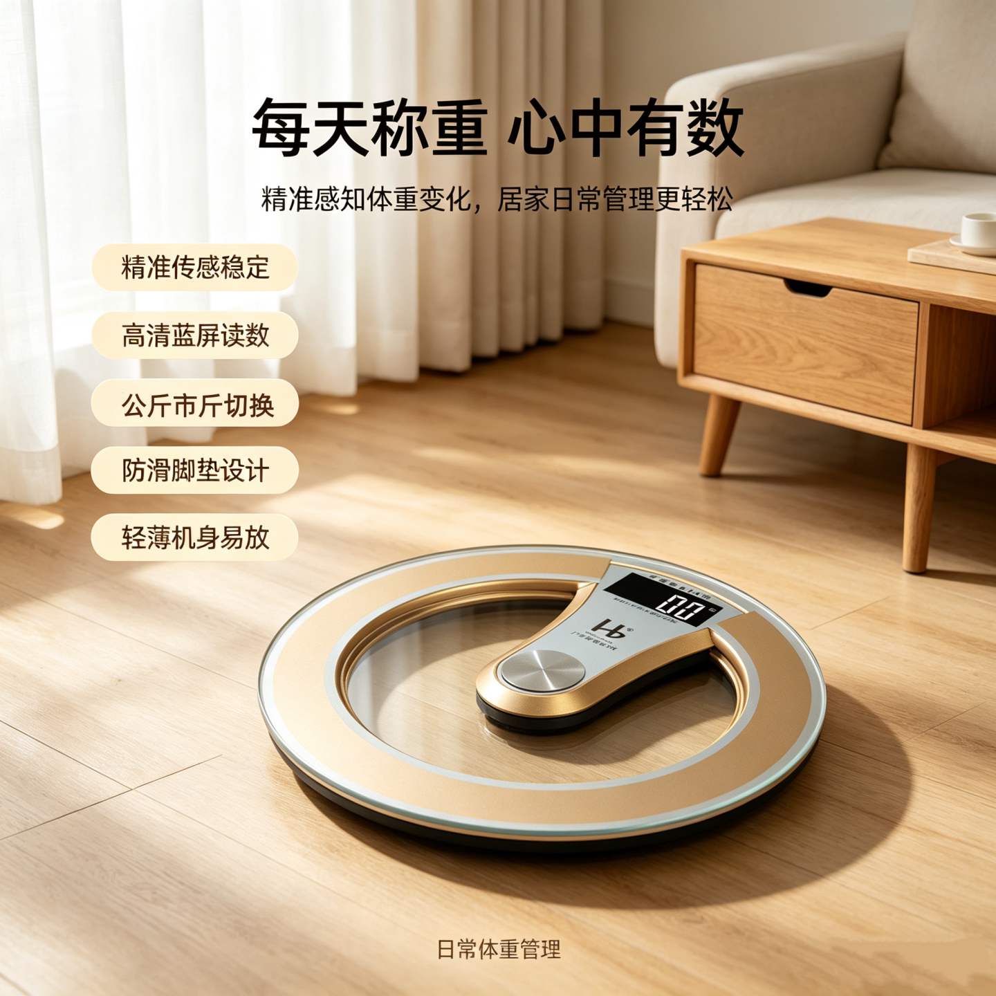 高颜值环形发光体重秤汇宝家用高精度夜视双色可选成人电子人体秤